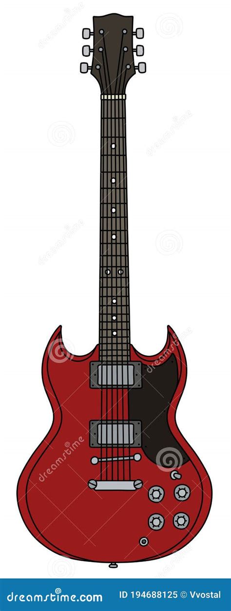 The Classic Red Electric Guitar Stock Vector Illustration Of Black Vectorized 194688125