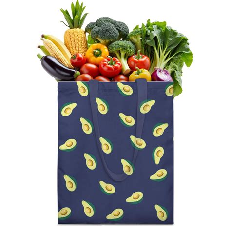 Cute Avocado Canvas Tote Bag – Reusable Grocery Bag with Kawaii Fruit