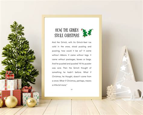 Printable How the Grinch Stole Christmas Dr Seuss Children's Book Print ...