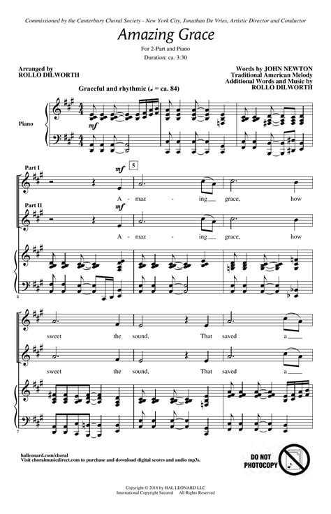 John Newton Amazing Grace Arr Rollo Dilworth Sheet Music Chords And Lyrics Download