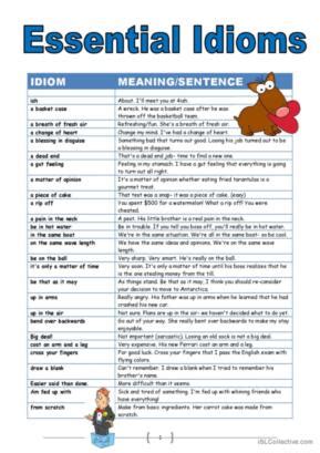 Idioms English Esl Worksheets Pdf Doc