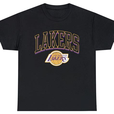 Vintage Los Angeles Lakers Keyline Logo Crew Unique Tee - TokoPyramid