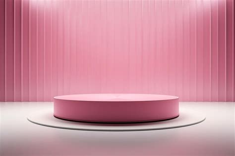 Premium Photo D Pink Room With Pink Pedestal Heart Shaped Scene For