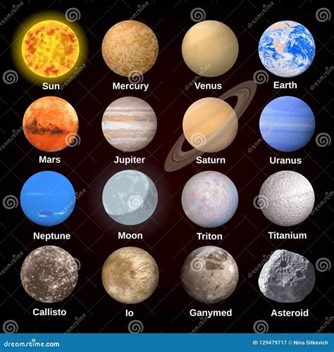 Planets Icon Set, Realistic Style Stock Vector - Illustration of comet ...