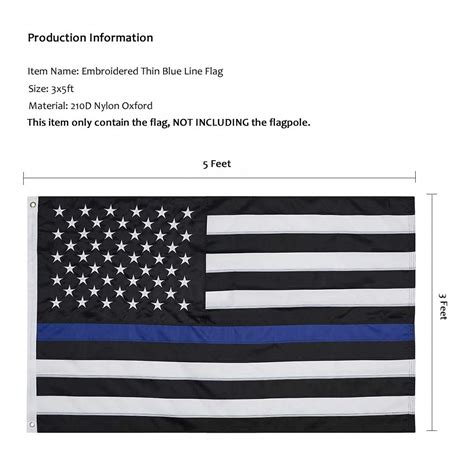 Homissor Thin Blue Line Flags 3x5 Outdoor Made In Usa Embroidered Stars Police Flag Heavy