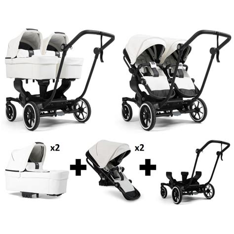 Emmaljunga Nxt Twin Travel System Black White Leatherette Travel