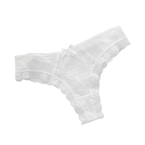 Sexy Panties Womens Hollow Lace Low Waist Briefs Womens Solid Color Double Bow Womens Thong