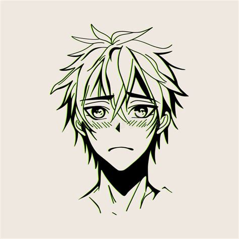 Asian Male Look Neon Effect. Cartoon Korean Japanese Manga Guy with ...