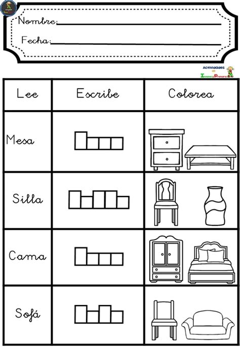 Fichas De Lectoescritura De Palabras Lee Escribe Y Colorea Diagram