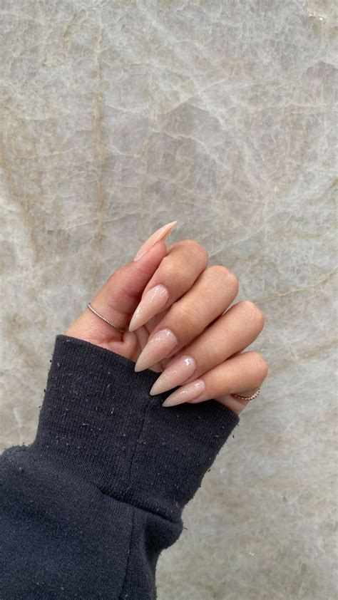 Votacos Press On Nails Long Stiletto Fake Nails Nude False Nails With Pure Transparent G Artofit