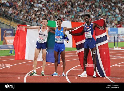 The Three Medallists In The 10000m Yemaneberhan Crippa Zerei Kbrom