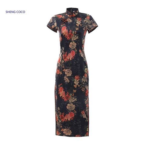 Sheng Coco Vestido Largo De Sat N Cheongsam China Gasa De Seda Qi Pao