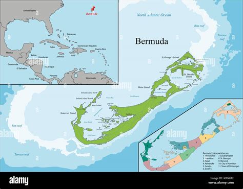 Mapa del mar caribe con las bermudas fotografías e imágenes de alta