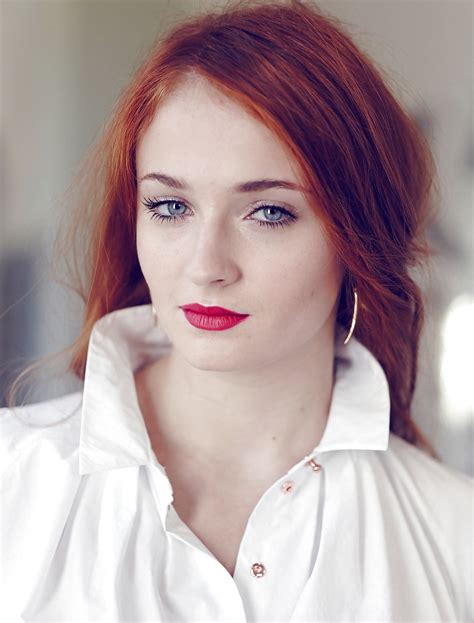 Wallpaper Sophie Turner Women Redhead Actress Blue Eyes Lipstick