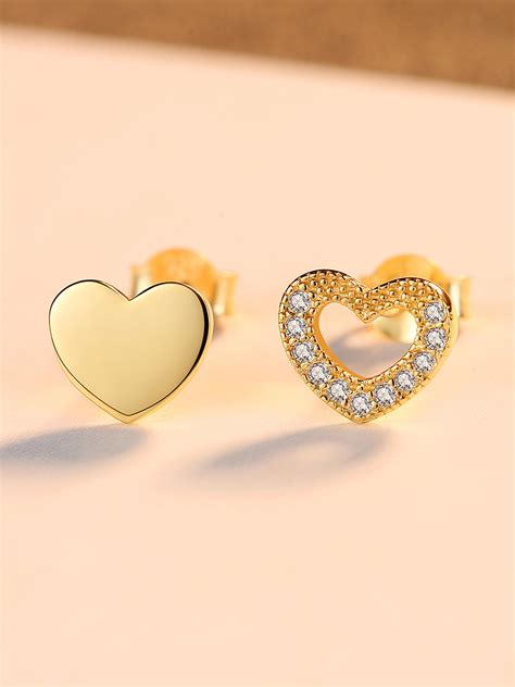 Sterling Silver With Cute Heart Shaped Stud Earrings