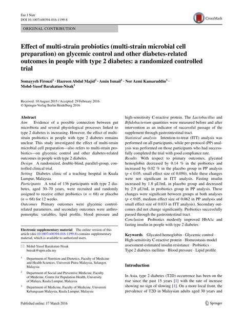 Pdf Effect Of Multi Strain Probiotics Multi Strain Microbial Cell