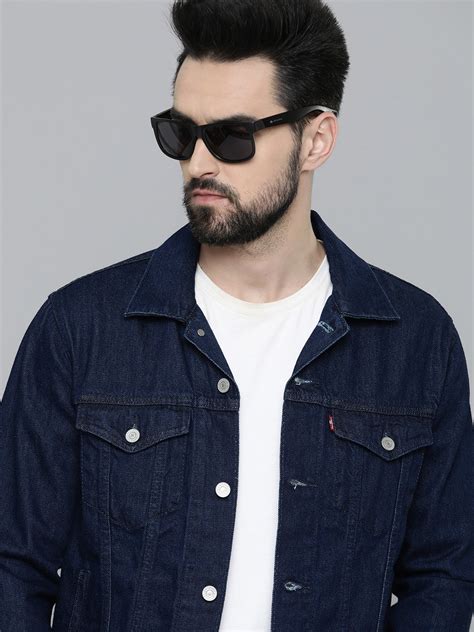 Levis Men Blue Solid Denim Jacket Price History