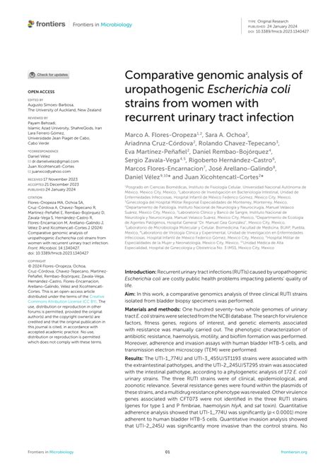 Pdf Comparative Genomic Analysis Of Uropathogenic Escherichia Coli