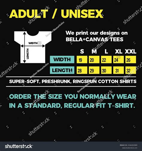 Size Chart T Shirt Vector Etsy Stock Vector (Royalty Free) 2166283989 ...