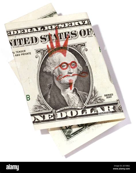 Dollar Bill With Mohawk Glasses And Mustache Drawn On George Washington Photographed On A