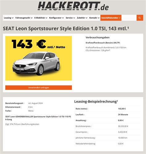 Seat Leon ST Leasing für 143 Euro im Monat netto - sparneuwagen.de