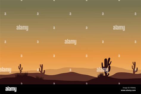 Cactus in desert silhouette Stock Vector Image & Art - Alamy