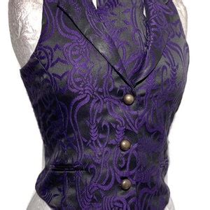 2 Pcs Women Waistcoat Outfit With Back Corseted In Purple Black