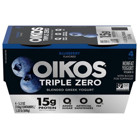 Save On Oikos Triple Zero Blueberry Flavored Blended Greek Yogurt Cups