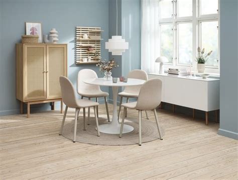 Table Ringsted Blanc Chaises Ejstrup Beige Jysk