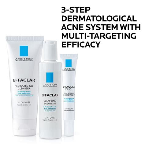 La Roche Posay Effaclar 3 Step Acne Treatment System For Sensitive Skin With Salicylic Acid