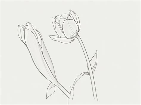 Premium AI Image Tulip OneLine Drawing Abstract Flower Continuous Line