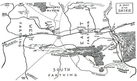 Tolkiens Map Of A Part Of The Shire Shire Map Tolkien Map Middle