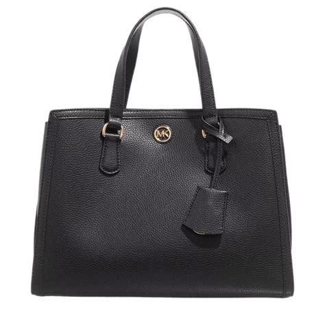 Michael Kors Chantal Medium Satchel Black Rymlig shoppingväska