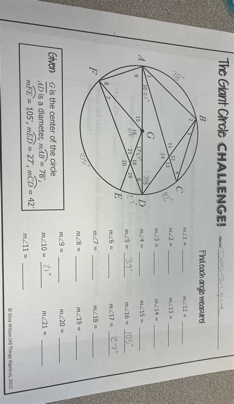 Solved The Giant Circle Challenge Name Deshanique Find Each Angle