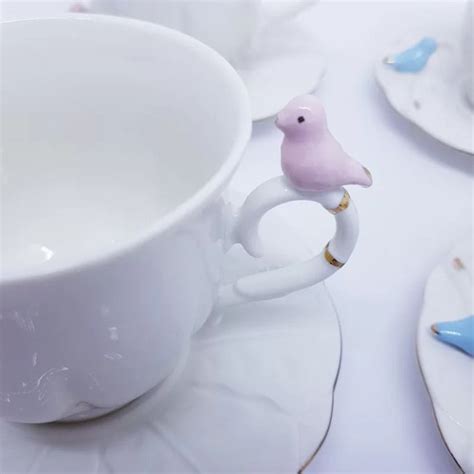 Conjunto Jogo Xicaras Chá Porcelana Wolff Birds Passarinho