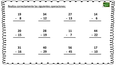 A Continuación Os Dejamos Una Colección De Restas De Dos Cifras Lista Para Descargar E I