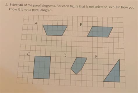 Solved Select All Of The Parallelograms For Each Figure That Is Not