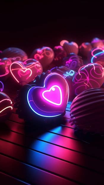 Premium Ai Image A Heart Shaped Light Up With A Neon Heart On The Bottom