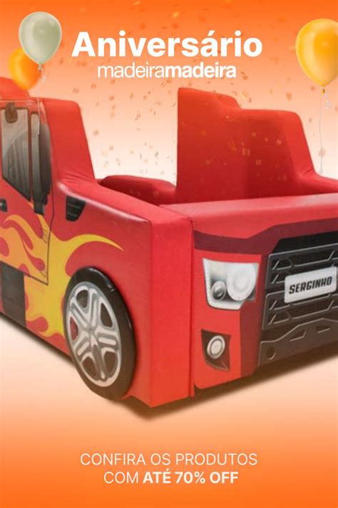 Cama Infantil Hot Truck Rodas Sobrepostas Cor Vermelha Madeiramadeira