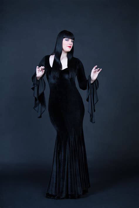 Morticia Addams Cosplay Black Velvet Dress Sexy Witch Costume Etsy