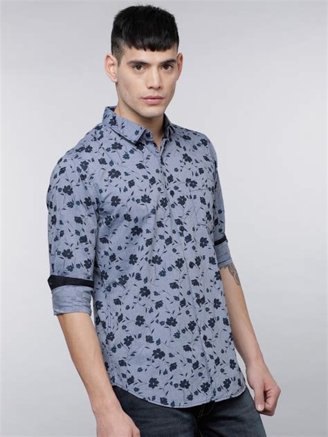 Buy Locomotive Blue Slim Fit Printed Casual Shirt For Men Online At Rs