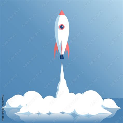 Cartoon rocket launch Stock Vector | Adobe Stock