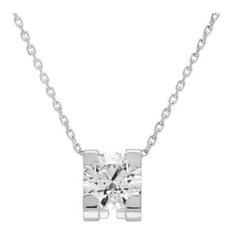 C de Cartier diamond pendant necklace in 18k white gold | Gray & Sons