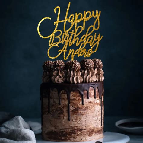 Personalisierte Glücklich Geburtstag Kuchen Topper Gold Glitter