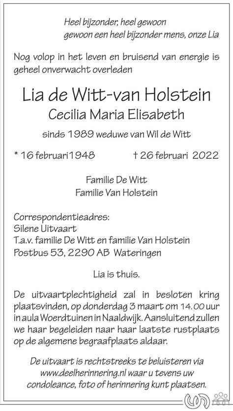 Lia Cecilia Maria Elisabeth De Witt Van Holstein