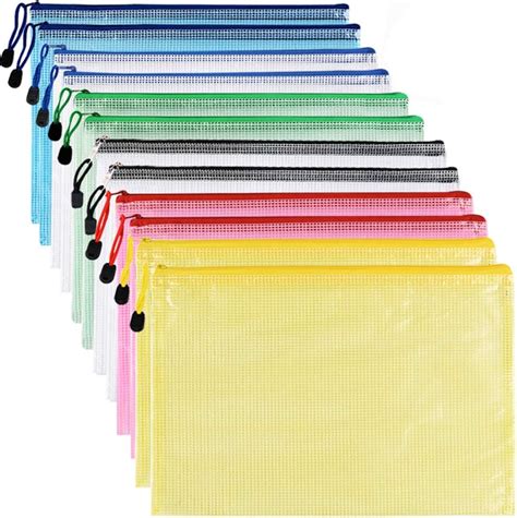 A4 Plastic Wallet 12 Pcs Document Wallets A4 Zip Lock Bags Plastic