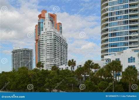 Apartment Complexes South Pointe Park South Beach Florida Stock