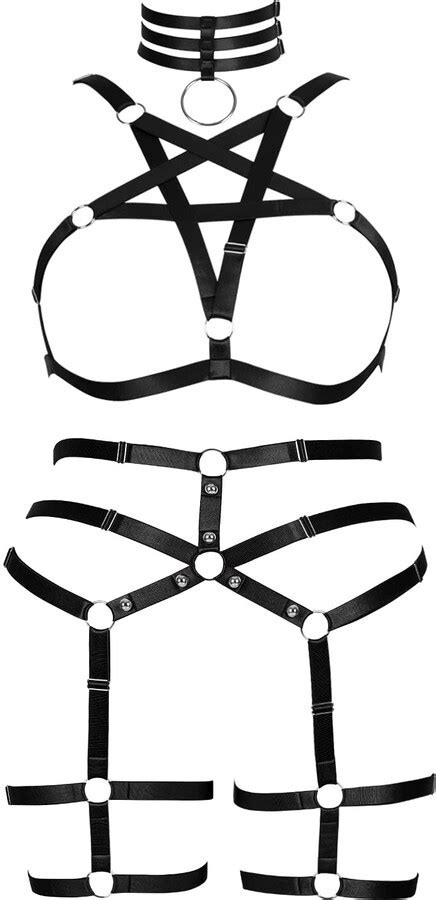 Bbohss Fat Women S Body Harness Pentagram Lingerie Plus Size Hollow