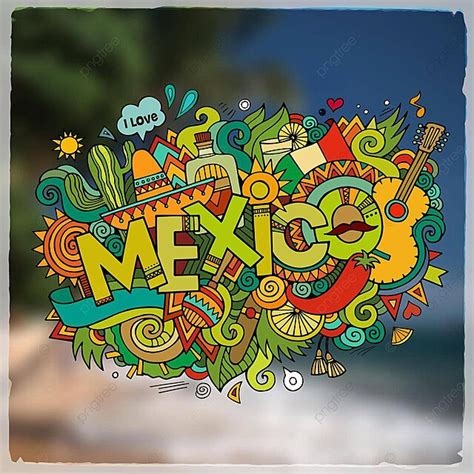 Mexico Hand Lettering And Doodles Elements Emblem Drink Design Mexico