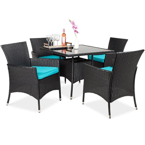 Best Choice Products 5 Piece Indoor Outdoor Wicker Patio Dining Table